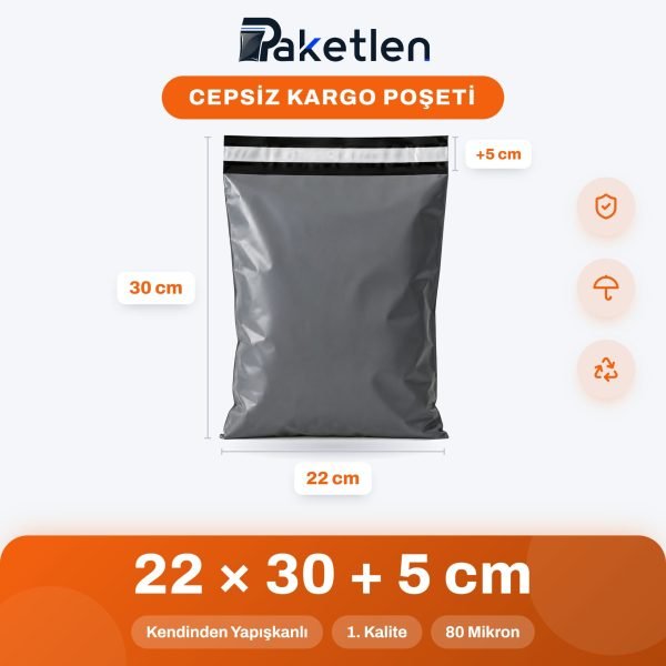 Cepsiz Kargo Poşeti 22x30+5 cm