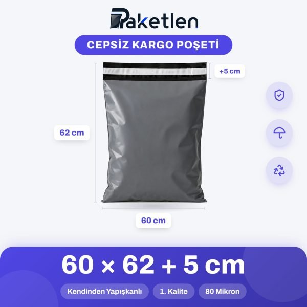 Cepsiz Kargo Poşeti 60x62+5 cm