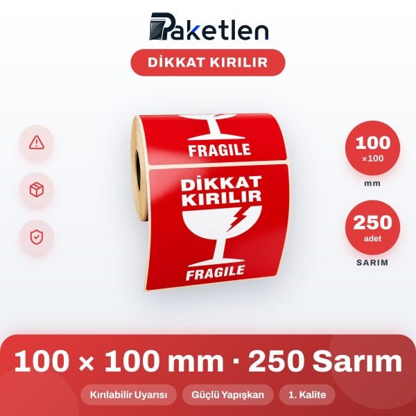 Dikkat Kırılır Uyarı Bandı 100mm x 100m