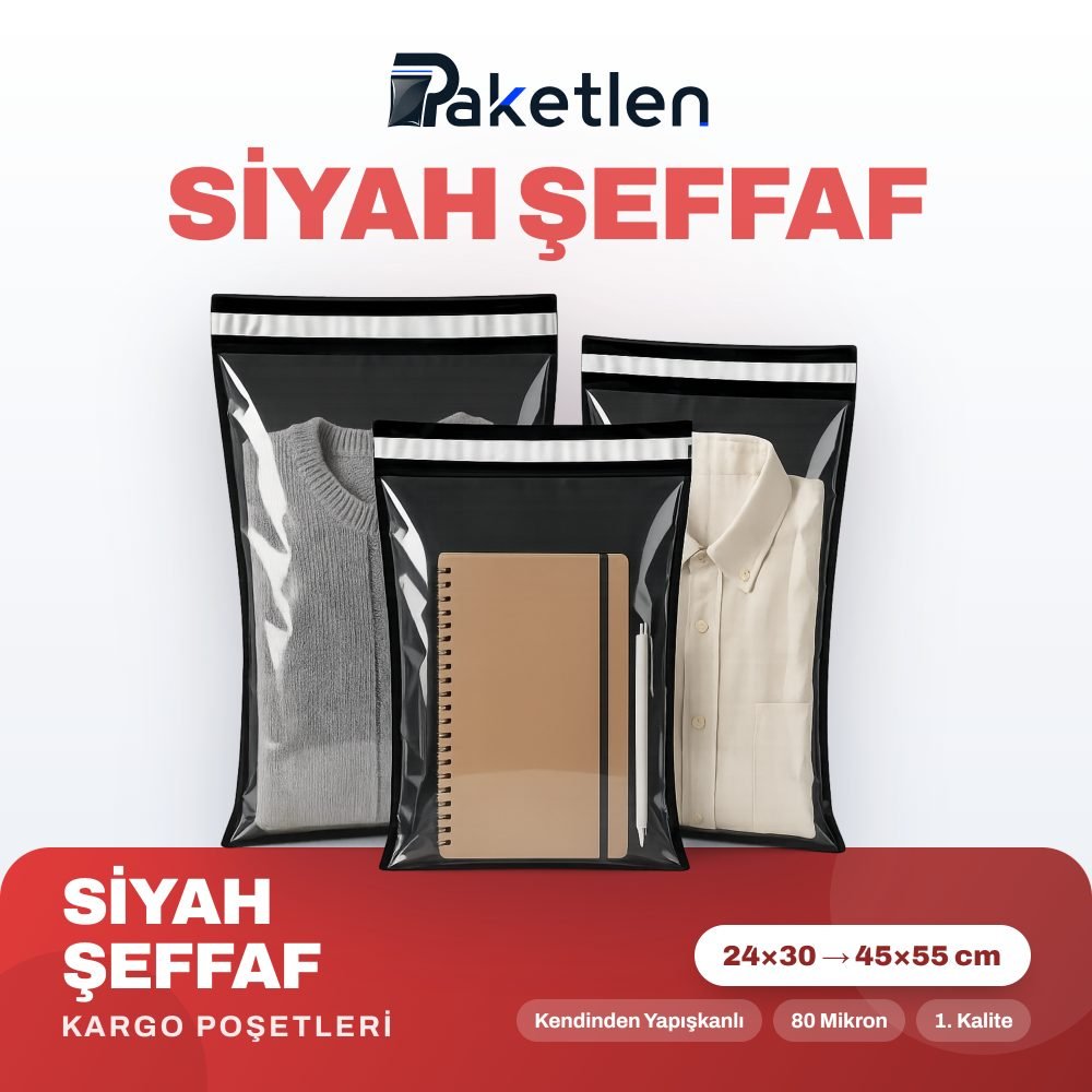 Siyah Şeffaf Kargo Poşetleri — 4 ürün